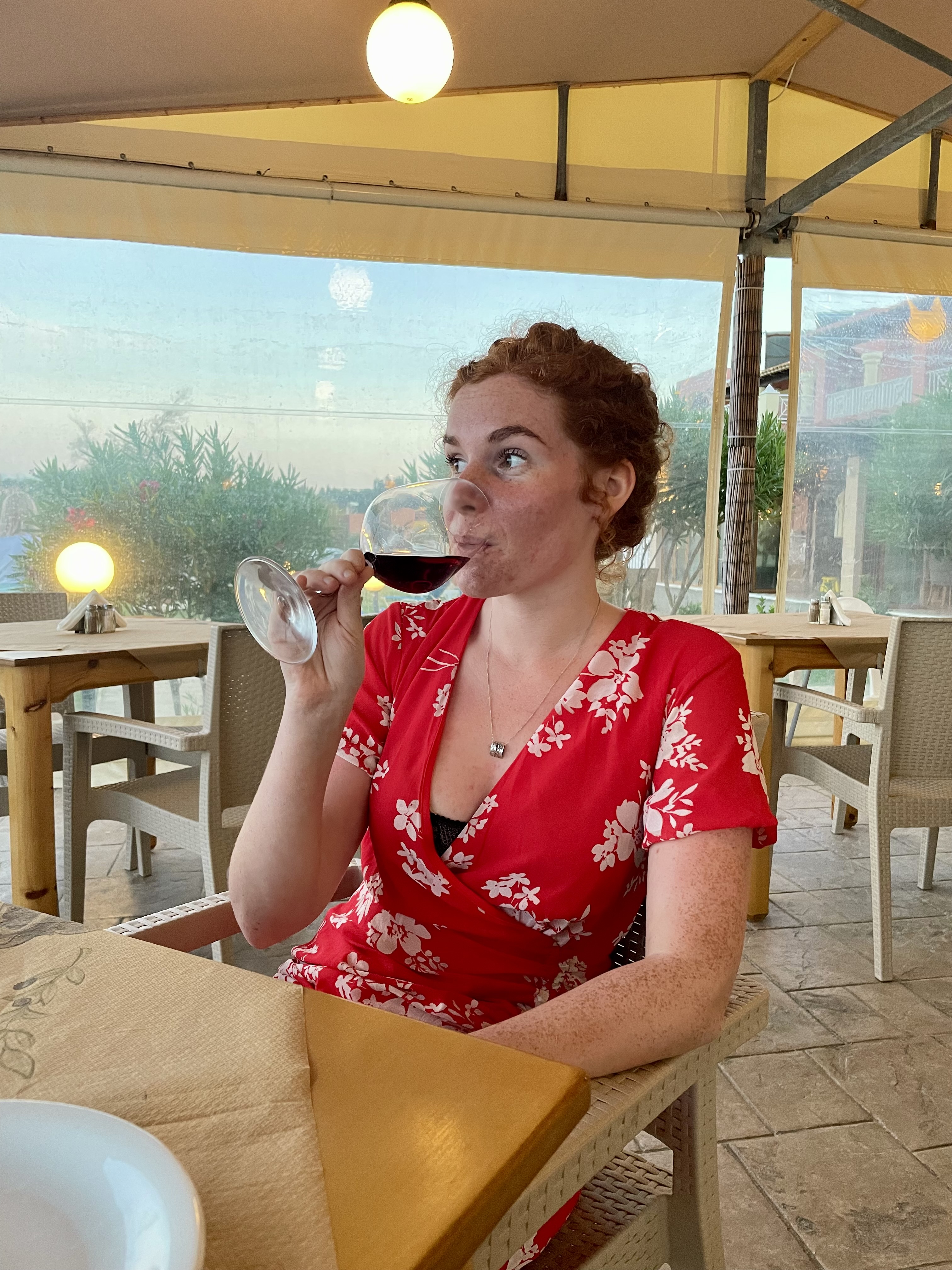 Pre-dinner wine at the hotel